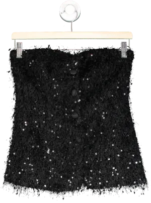 ZARA Black Sequin Strapless Top UK XS