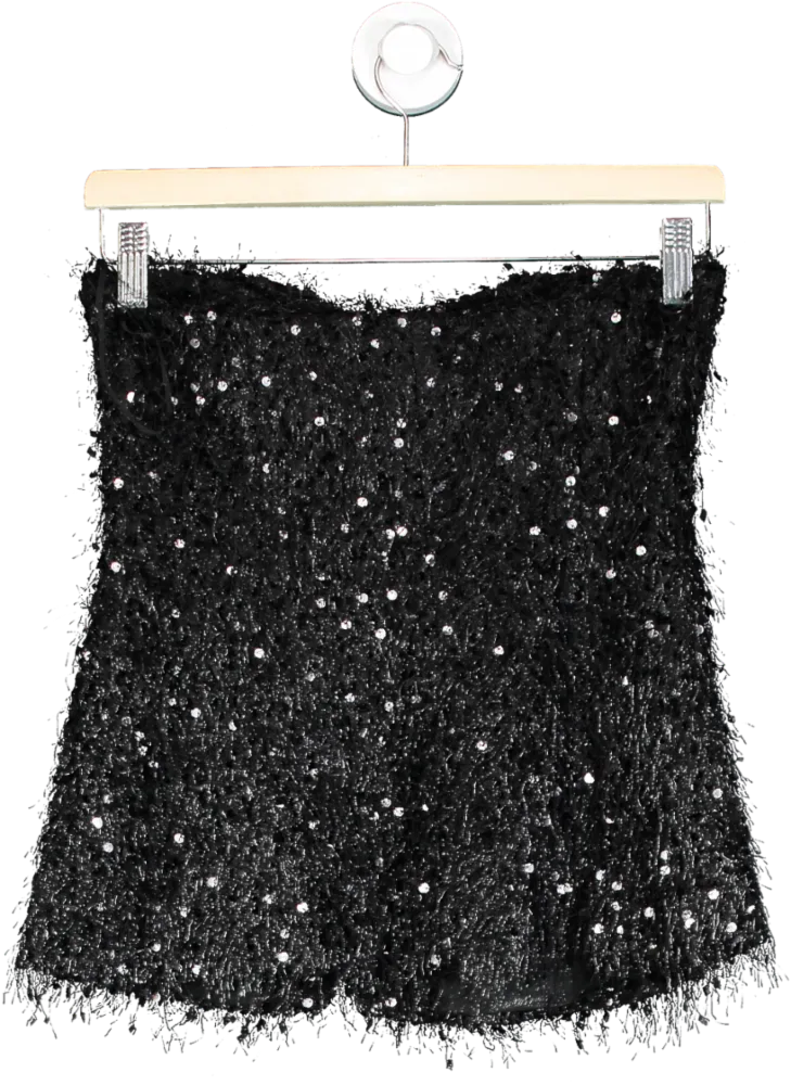 ZARA Black Sequin Strapless Top UK XS