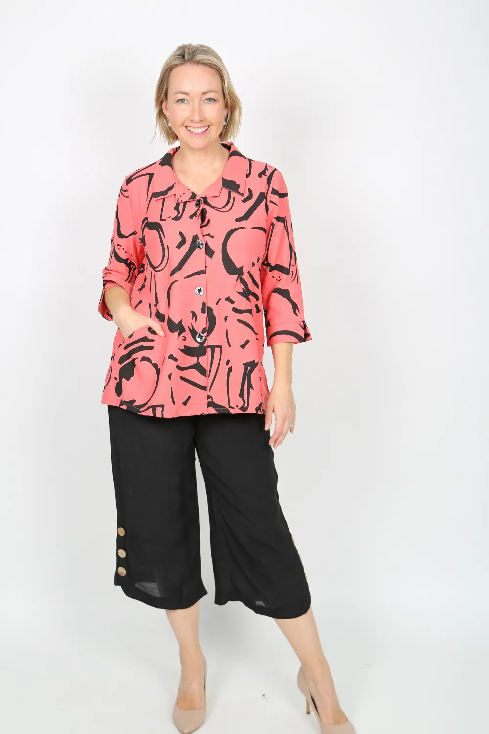 ZARA Coral Collared Tunic