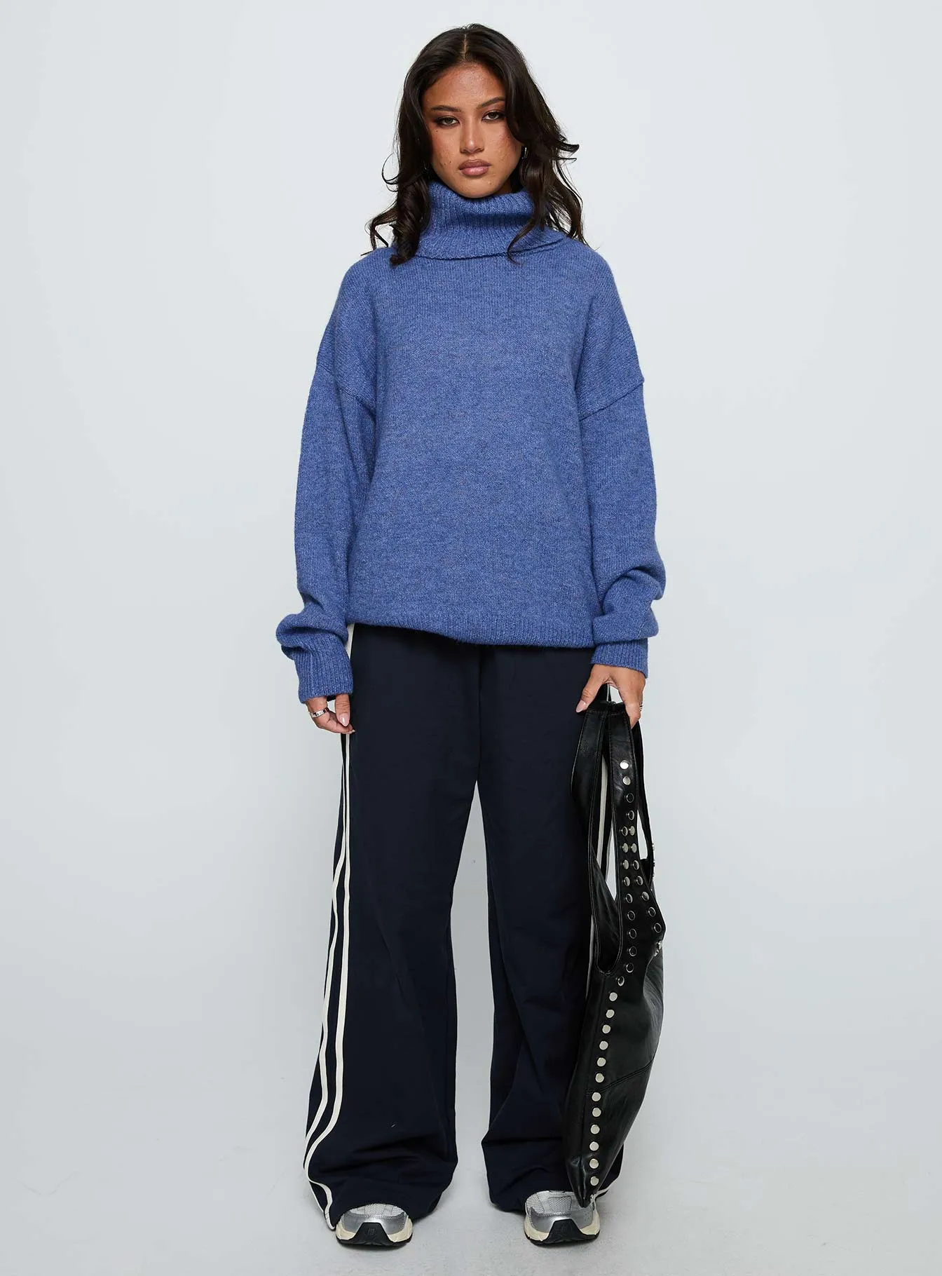 Zephry Turtleneck Knit Sweater Blue